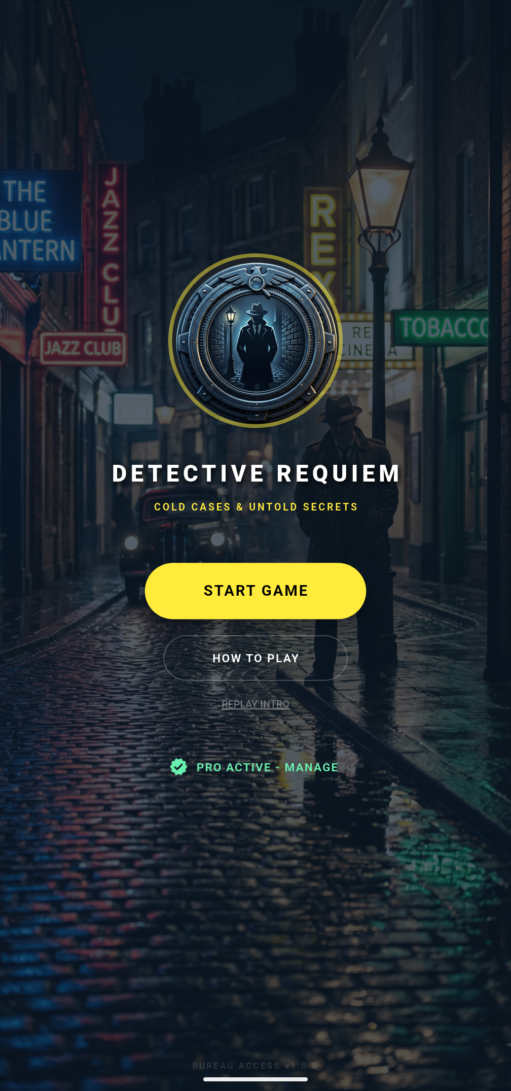 Detective Requiem Title Screen